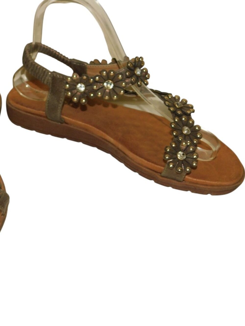 Patrizia By Spring Step Flower Thong Sandals 3D Metallic Flower Accents Size 38
